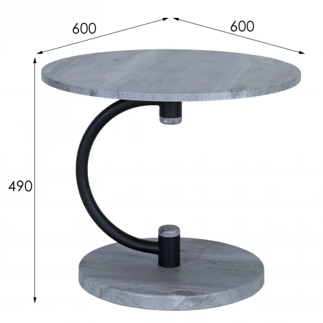 Стол журнальный Дуэт 13 черный/орех гикори грей Mebelik 009632
