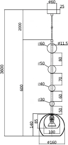 Подвесной светильник Maytoni Ros MOD227PL-01B (220V, на проводе, шар)