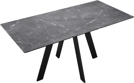 Стол DikLine DKD120, керамика 120(160)х80, мрамор серый матовый, опоры черные (2 уп.) арт.00-00076074