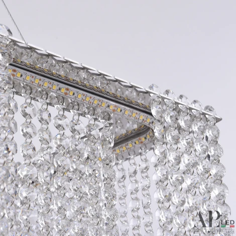 Подвесная люстра светодиодная APL LED Sicilia SH04.71.B.Ni.4000 (220V, хрусталь, на тросе)