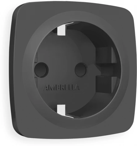 Лицевая панель Ambrella Volt OMEGA (Графит Мягкое касание) для электрической розетки с заземлением со шторками QUANT OP9070