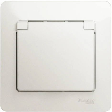 Розетка встраиваемая с заземлением, шторками и крышкой (перламутровый) Systeme Electric Glossa GSL000646