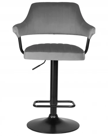 Стул барный DOBRIN CHARLY BLACK (серый велюр (MJ9-75)) 5019_BlackBase-LM BLACK, цвет сиденья серый (MJ9-75), основания черный