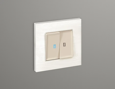 Комплект механизма Ambrella Volt 2-клавишного проходного выключателя с подсветкой 10000K ALFA MA324040 Бежевый матовый QUANT