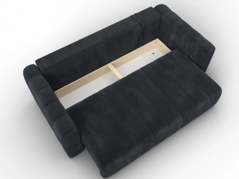 Диван прямой Лига-062 НПБ (ДСП,Фанера,ХДФ/Пластик/Велюр/Темно-серый) Лига Диванов 130279