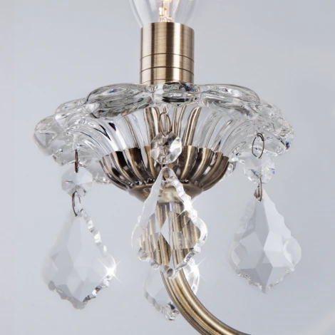 Бра Eurosvet 3281 3281/2 античная бронза / прозрачный хрусталь (220V, хрусталь Strotskis, подвески, подсвечник, свеча)