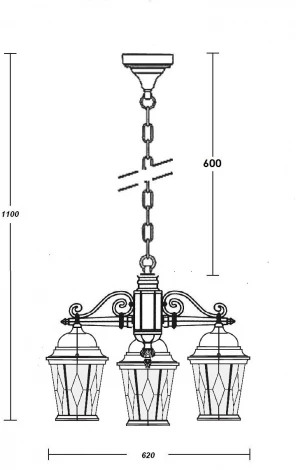 Уличный светильник подвесной Oasis Light ASTORIA 2M 91470M/3 Gb ромб (220V, на цепи, фонарь, IP44)