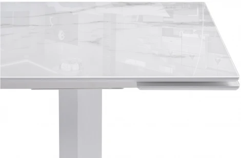 Стеклянный стол Woodville Монерон 200(260)х100х77 белый мрамор / белый 553541