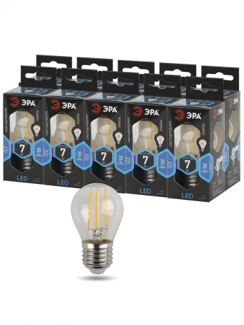 Лампочка светодиодная филаментная E27 7W ЭРА F-LED P45-7W-840-E27