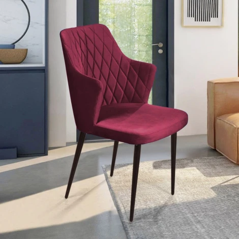 Стул с подлокотниками Hunt ромб, бархат красный 16 / чёрный конус Top Concept 75682