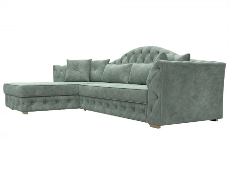 Диван угловой Артис левый угол (Брус,Рейка/Пластик/Велюр/Зеленый) Лига Диванов 128026L