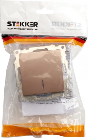 Выключатель одноклавишный с подсветкой (шампань) Stekker Катрин 39591