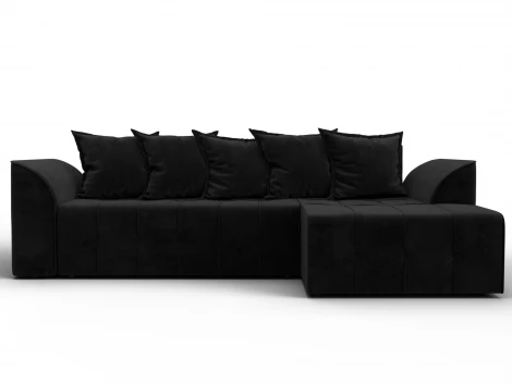 Диван угловой Лига-113 угол правый (ДСП,Велюр/Черный) Лига Диванов 136726