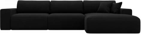 Диван угловой Лига-036 НПБ Классик Лонг правый угол (Черный/Микровельвет) Лига Диванов арт.121382