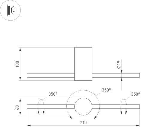 Светильник SP-PICASO-M-TURN-L700-12W Day4000 (BK, 100 deg, 230V) (Arlight, IP20 Металл) 047344