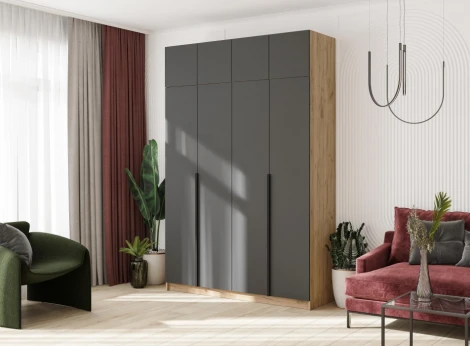 Шкаф Широн 1600 (Широн 1600 графит серый / дуб крафт золото) Woodville арт.586597