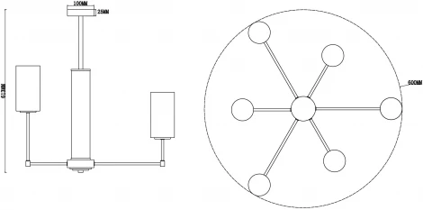 Люстра потолочная на штанге Agnes FR5184PL-06BS