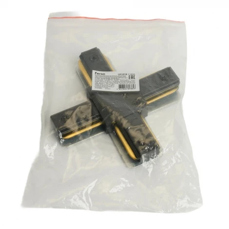 Коннектор Х-образный однофазный для шинопровода черный Feron LD1018 51894