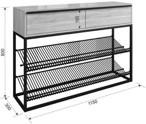 Обувница Woodville Крафт 2 черный муар / дуб сонома 454691