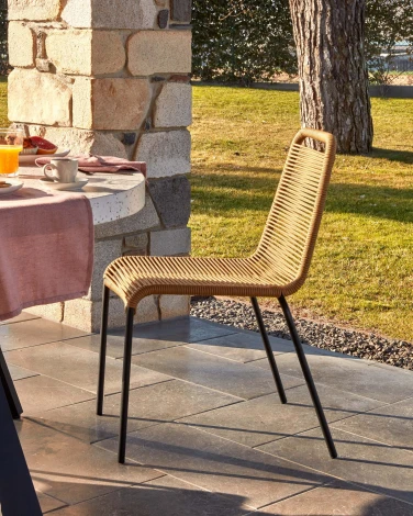 Стул уличный La Forma (ex Julia Grup) Lambton (Коричневый,Бежевый,Черный/ Сталь,Веревка,Металл)