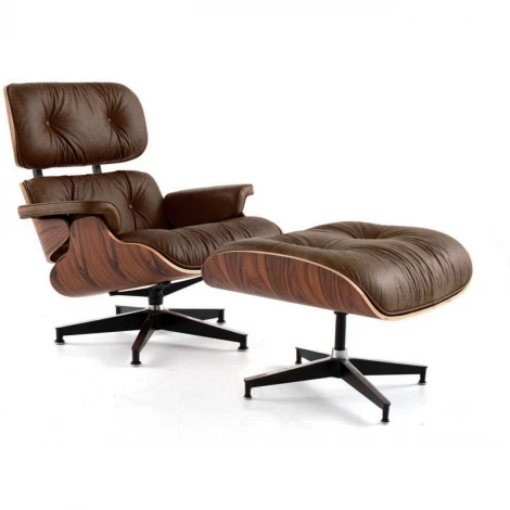 Кресло Eames Style Lounge Chair Ottoman Black Premium U.S. Version