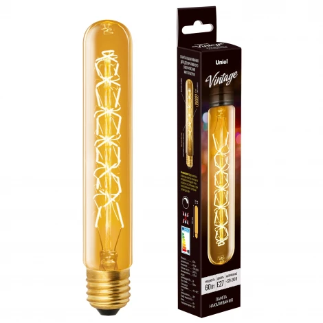 Лампочка накаливания цилиндр желтая E27 60W Uniel IL-V-L32A-60/GOLDEN/E27 CW01