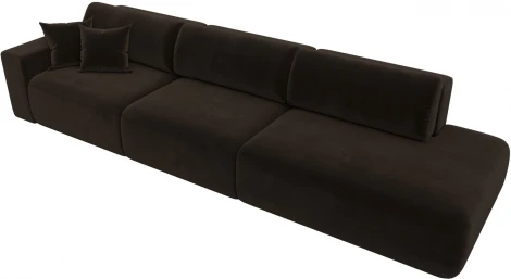 Диван прямой Лига-036 НПБ Модерн Лонг подлокотник слева (Коричневый/Микровельвет) Лига Диванов арт.121349L