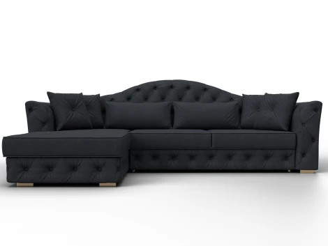 Диван угловой Артис левый угол (Брус,Рейка,Замша/Темно-серый) Лига Диванов 128038L