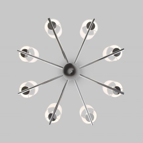 Подвесная люстра Wi-Fi Eurosvet Caprera 60146/8 никель (220V, управление смартфоном, голосовое управление, умный дом - Minimir Home, Алиса, Маруся, Салют, на цепи)