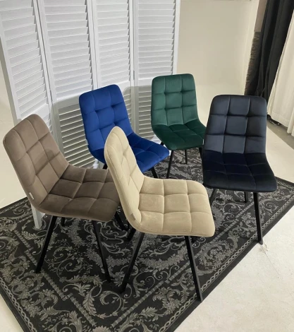 Стул CHILLI SQUARE BLUVEL-40 бежевый, велюр / черный каркас М-City