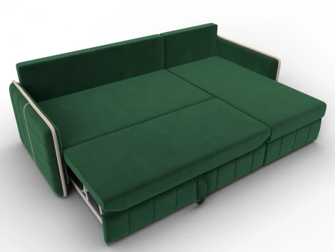 Диван угловой Лига-078 угол универсальный (ДСП/Пластик/Велюр/Зеленый,Бежевый) Лига Диванов 130988