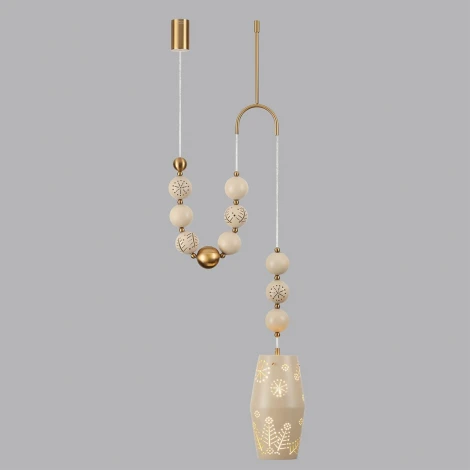 Подвесной светильник с держателем Odeon Light Karelia 5444/1B бежевый/античная бронза/металл/керамика E27 1*40W