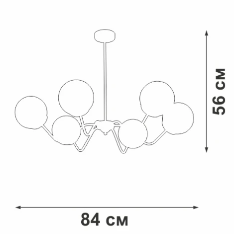 Потолочная люстра на штанге Vitaluce V42740-8/6PL, 6xE14 макс. 40Вт V42740-8/6PL (220V, шарики)