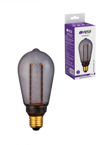 Лампочка светодиодная прозрачная/серая груша E27 4W Hiper Vein HL-2227