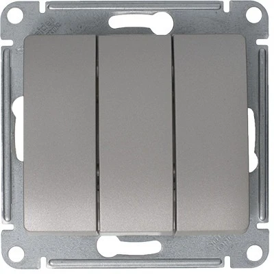 Выключатель встраиваемый трехклавишный (платина) Systeme Electric Glossa GSL001231