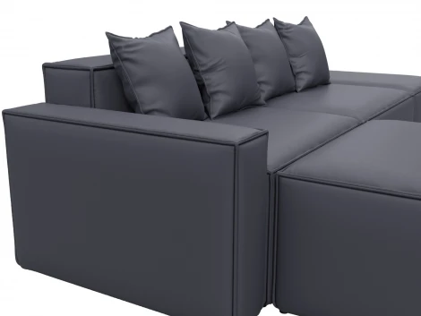 Диван угловой модульный Лига-063 угол левый (ДСП/Пластик/Экокожа/Серый) Лига Диванов 129791L