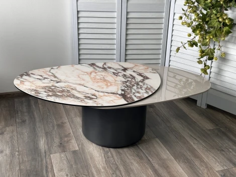 Стол кофейный NIKLAS TL-312 испанская керамика, стекло / МДФ окраш. /темно-серый МДФ каркас ®DISAUR (арт.626M05805)