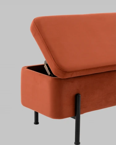 Банкетка Stool Group Болейн с ящиком велюр терракотовый черные ножки арт.УТ000040203