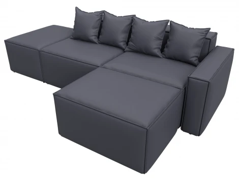 Диван угловой модульный Лига-063 угол правый (ДСП/Пластик/Экокожа/Серый) Лига Диванов 129791