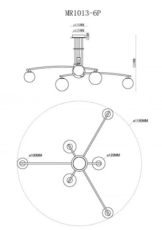 Потолочная люстра MyFar Stacy MR1013-6P (220V)