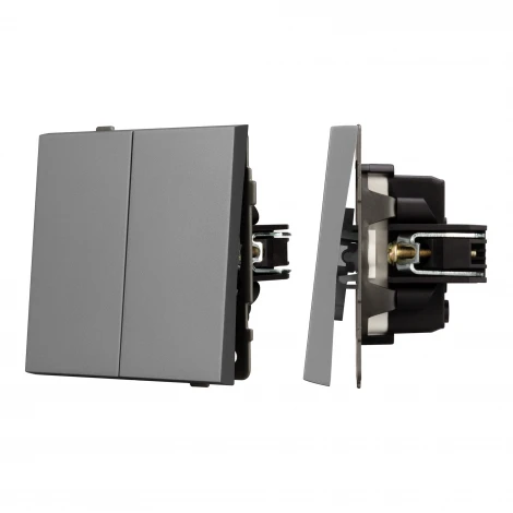 Механизм выключателя двухклавишный непроходной SWT-TENDO-MK02-PL-GR (230V, 10A) (Arlight) 054060