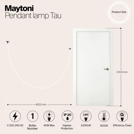 Подвесной светильник с гибким неоном Tau MOD146PL-L40B3K Maytoni (LED, 220V)