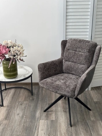 Стул M-City GARLAND 360 град. поворот. HAGA-16 Серый, ткань/ GINO-457 Серый, ткань/ Черный