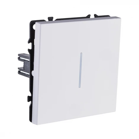 Выключатель 1-клавишный 10А/250В с LED подсветкой, белый глянцевый Kollinger Eclipse EC-007WG