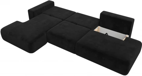 Диван угловой Лига-036 НПБ Модерн Лонг левый угол (Черный/Велюр) Лига Диванов арт.121431L