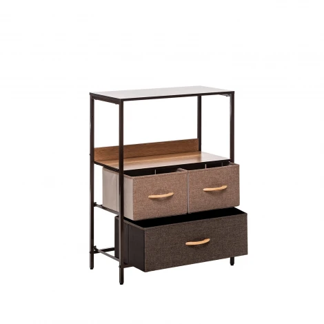 Комод Leset Локи 3 ящ., Коричневый (Сталь,Искусственный лен/Коричневый) арт.2500000183485