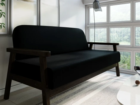 Диван Arsko прямой Флори М венге велюр черный