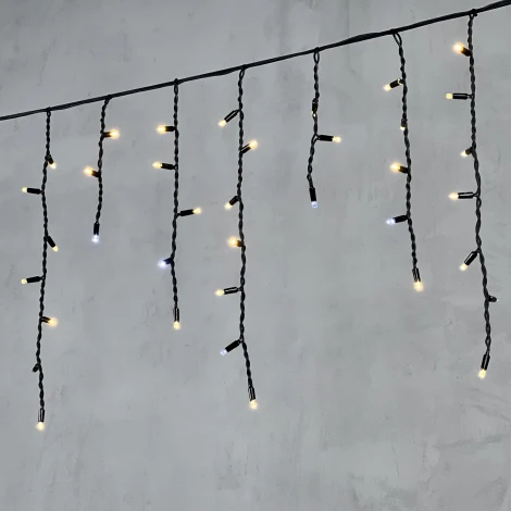 Гирлянда Бахрома 3,1 x 0,5 м белая с мерцанием белого диода 220В, 120 LED, провод черный каучук, IP65 Laitcom LL120BLW-1-2W