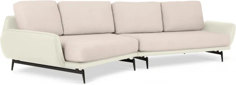 Диван Ispani угловой левый ОГОГО (арт.799384), (Ткань,Экокожа/Белый)