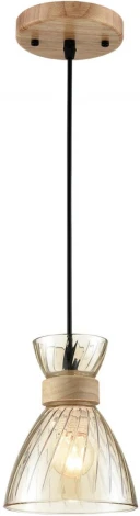 Подвесной светильник Lumion Mirabela 8051/1А дерево/амбер металл/стекло E27 1*60W 220V